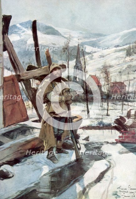 'Standing Guard near Metzeral', Alsace, January 1916, (1926).Artist: Francois Flameng