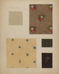 Materials from Patchwork Bedspread, c. 1936. Creator: Frances Lichten.