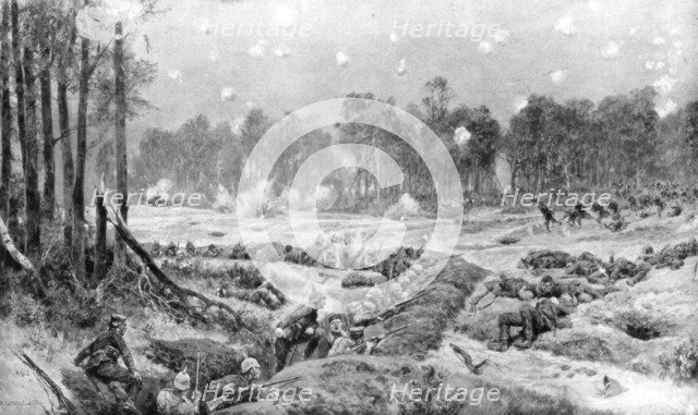 The attack of the German trenches at Nogent-l'Abbesse, Rheims front, 24th September 1914', (1926).Artist: Richard Caton Woodville II