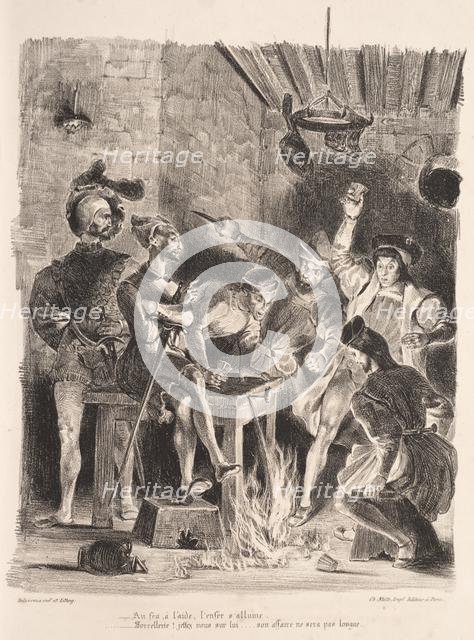 Illustrations for Faust: Méphistophélés in the tavern of the students, 1828. Creator: Eugène Delacroix (French, 1798-1863); Chez Ch. Motte, Éditeur, distributed by Chez Sautelet, Libraire.