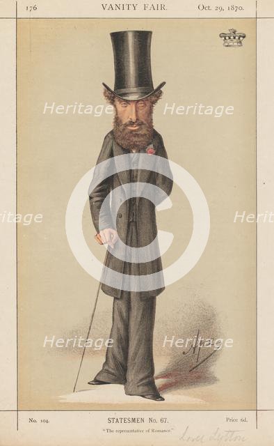 Vanity Fair: Statesmen No. 67 "The representative of Romance", 1870. Creator: Carlo (Ape) Pellegrini (Italian, 1839-1889).