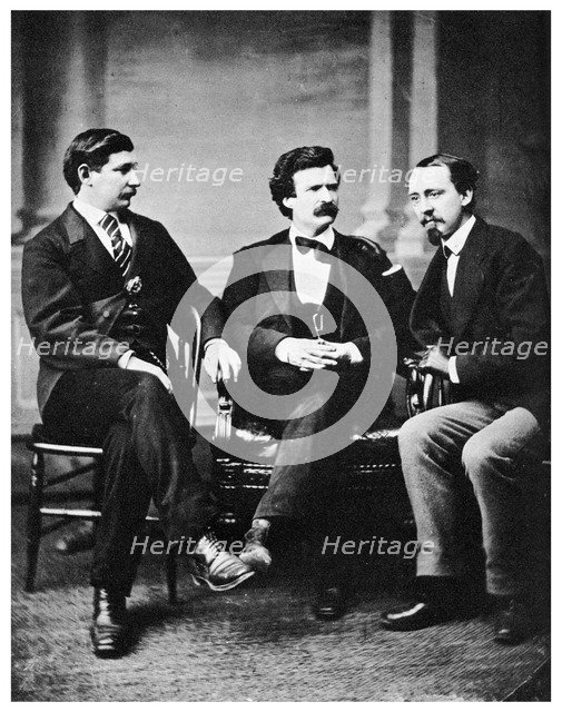 Alfred Townsend, Mark Twain and David Gray, 1871 (1955). Artist: Unknown