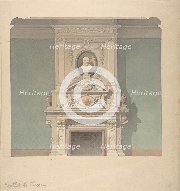 Design for Fireplace in French Renaissance Revival Style, 1856. Creator: Anon.