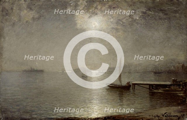 Maritime Landscape in Moonlight, 1888. Creator: Alfred Wahlberg.