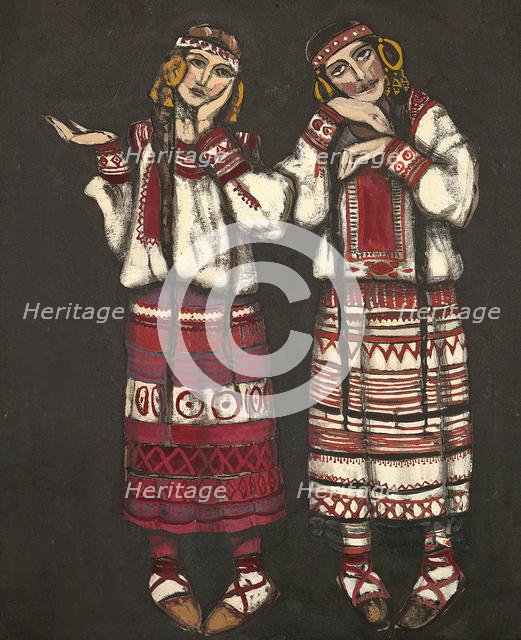 Costume design for the ballet The Rite of Spring (Le Sacre du Printemps) by I. Stravinski, 1930. Artist: Roerich, Nicholas (1874-1947)