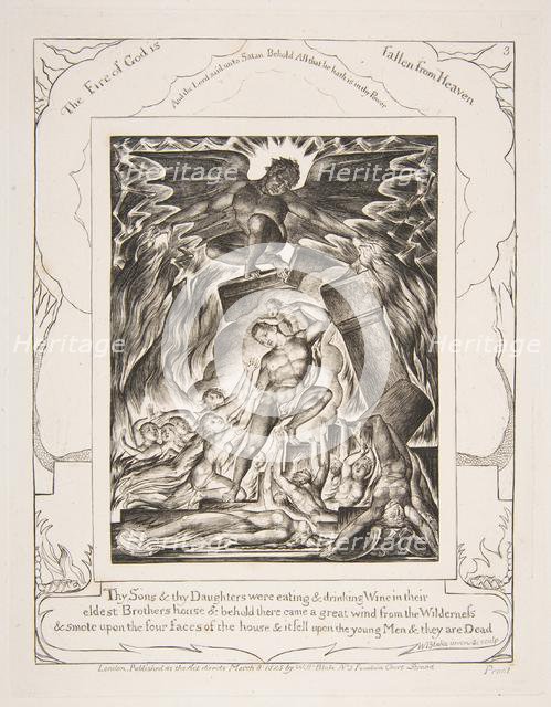 The Destruction of Job's Sons, from Illustrations of the Book of Job, 1825-26. Creator: William Blake.