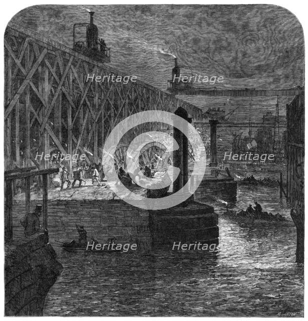 Demolition of Blackfriars Bridge, 1864. Creator: Mason Jackson.