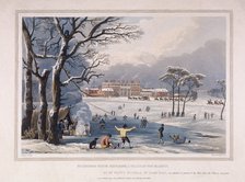 Buckingham House and St James's Park in the winter, London, 1817. Artist: Robert Havell 