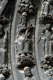 Musicians above the west door of St Denis, 12th century. Artist: Unknown