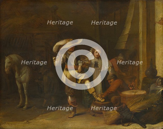 A Man and a Woman in a Stableyard, 1630s. Artist: Quast, Pieter (1605-1647)