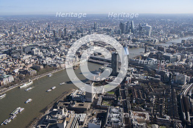 View over the City of London from the South Bank, London, 2018. Creator: Historic England Staff Photographer.