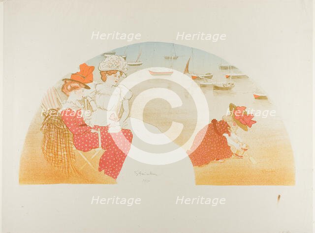 On the Beach, 1900. Creator: Theophile Alexandre Steinlen.