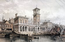 Billingsgate Wharf and Market, London, 1851. Artist: George Hawkins