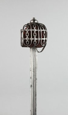 Basket-Hilted Broadsword with Scabbard (Claymore), Scotland, c. 1750. Creator: Unknown.