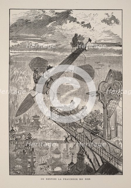 Illustration for Le vingtième siècle: La vie électrique. Artist: Robida, Albert (1848-1926)