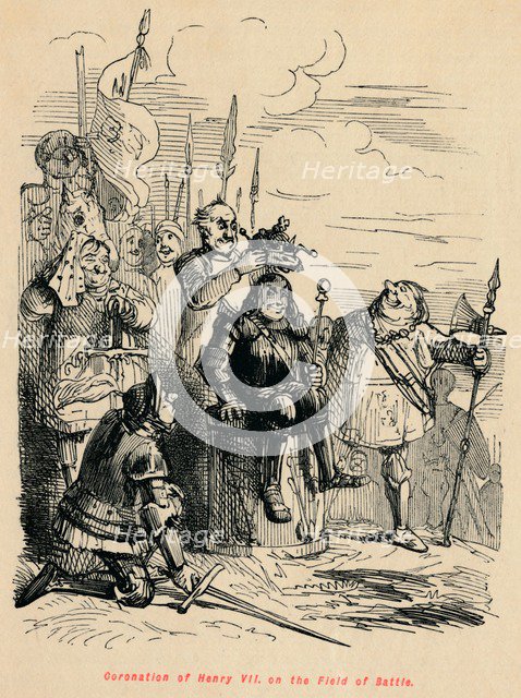 'Coronation of Henry VII on the Field of Battle', . Artist: John Leech.