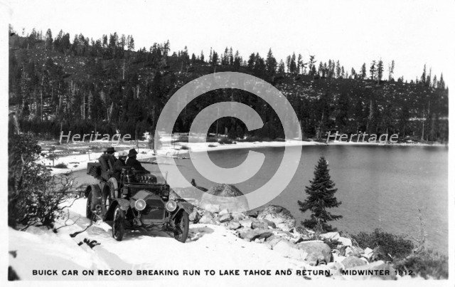 Buick car on a record breaking run to Lake Tahoe and return, midwinter 1912. Artist: Unknown