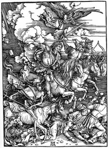 'The Four Horsemen of the Apocalypse', 1498, (1936).  Creator: Albrecht Durer.
