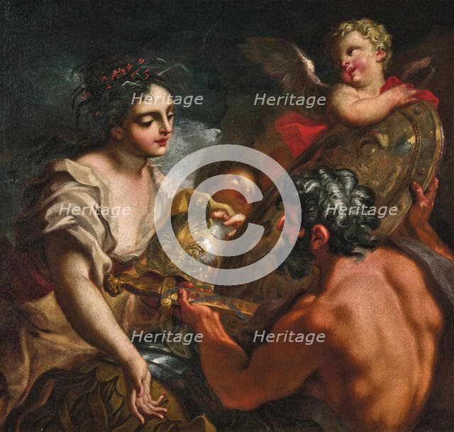 Vulcan hands Thetis the shield for Achilles, . Creator: Balestra; Antonio (1666-1740).