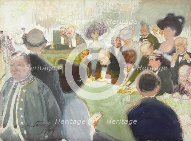 At the gaming table, 1909. Creator: Antti Faven.