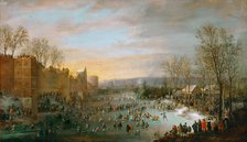Skating in the town-moat of Brussels, 1649.