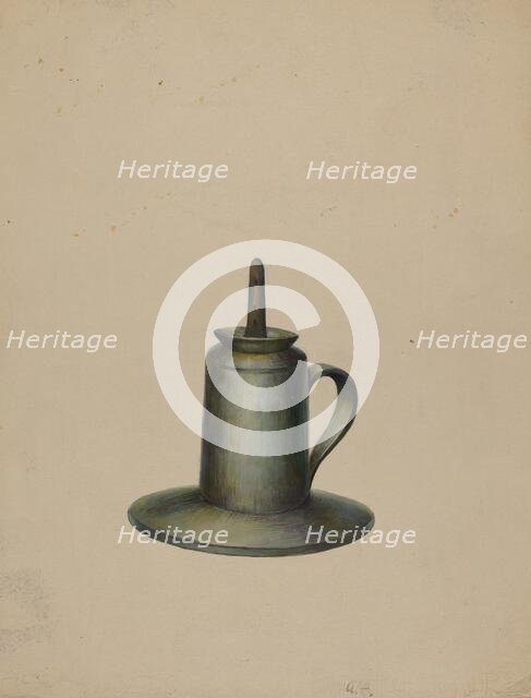 Pewter Oil Lamp, c. 1938. Creator: Walter Hochstrasser.