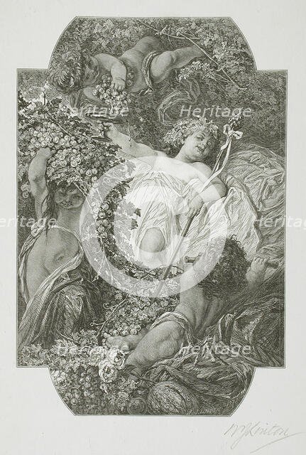 Untitled - Children with Grapes, 1878. Creator: W. J. Linton.