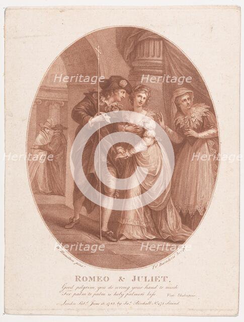 Romeo and Juliet at the Masquerade (Shakespeare, Romeo and Juliet, Act 1, Scene 5..., June 15, 1785. Creator: Francesco Bartolozzi.