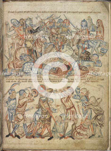 Peers and commoners fighting, c1320-1330. Creator: Unknown.