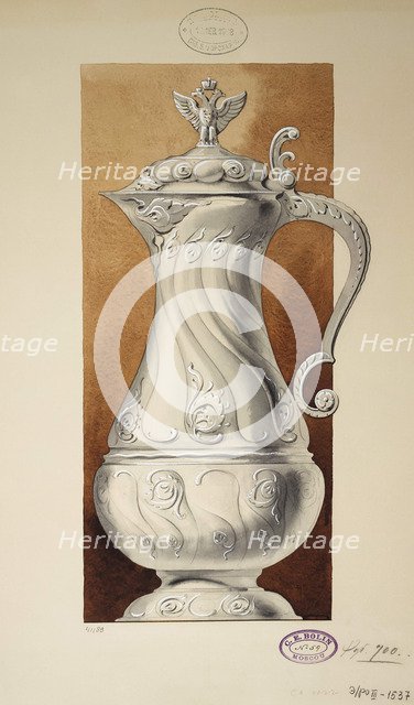 Design of a Wine Jug. (Series The Dowry of Grand Princess Maria Pavlovna), 1907-1908. Artist: Carl Edvard Bolin company  