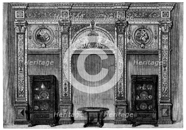 The International Exhibition: decoration, in the Furniture Court, by John G. Crace..., 1862. Creator: Unknown.
