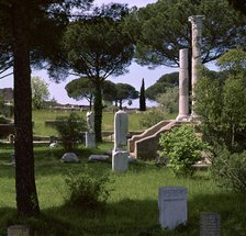 Remains of the temple of Ceres in the Roman port of Ostia, 1st century. Artist: Unknown