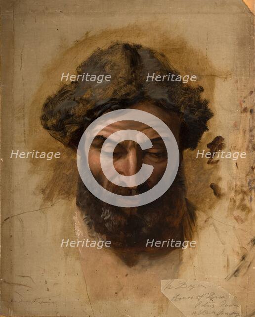 Generosity: King Arthur, Unhorsed, is spared by his Adversary..., 1850-1855. Creator: William Dyce.