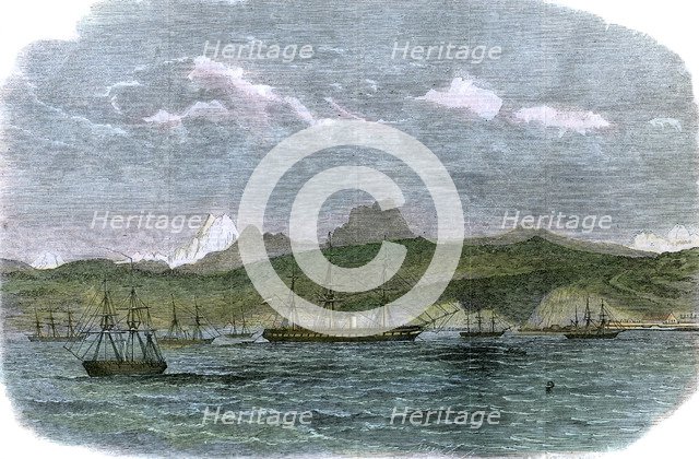 The Spanish blockading squadron at Valparaiso, Chile, c1880. Artist: Unknown