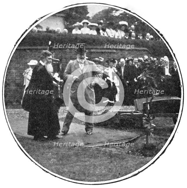 The King planting his oak at Rugby School, 1909. Creators: World's Graphic Press, Montague Dixon.