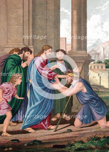 Christ giving sight to the man born blind, mid 19th century. Artist: Unknown