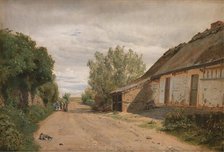 The Outskirts of the Village of Vejby. By the Roadside the Painter J.Th. Lundbye Sketching, 1843. Creator: Peter Christian Thamsen Skovgaard.