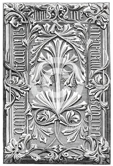 A book cover formed by Martin's Ceramic Papier-maché process, 1860. Creator: Unknown.