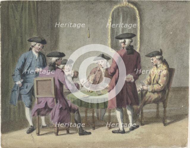 Men playing cards in an interior, 1735-1800. Creator: Pieter Louw.