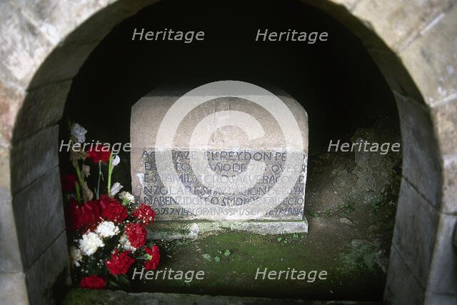 Tomb of Pelagius of Asturias, Holy Cave of Covadonga, Cangas de Onis, Asturias, Spain, 2001. Creator: LTL.