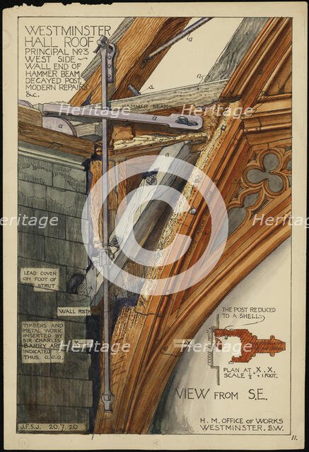 Palace of Westminster, Westminster Hall, Parliament Square, Westminster, London, 1916 - 1920. Creator: Office of Works.
