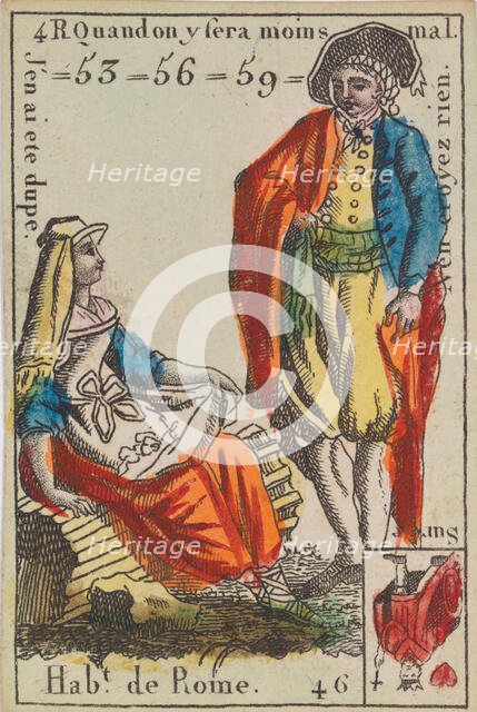 Hab.t de Rome from Playing Cards (for Quartets) 'Costumes des Peuples..., 1700-1799. Creator: Anon.