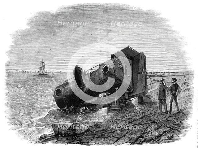 The recent railway accident at Granton, near Edinburgh - the engine on the beach..., 1860. Creator: Unknown.