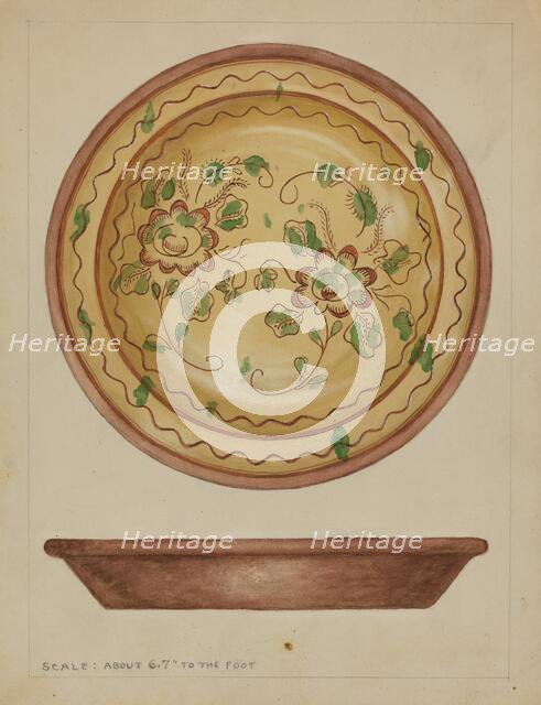 Pa. German Dish, c. 1936. Creator: Jessica Price.