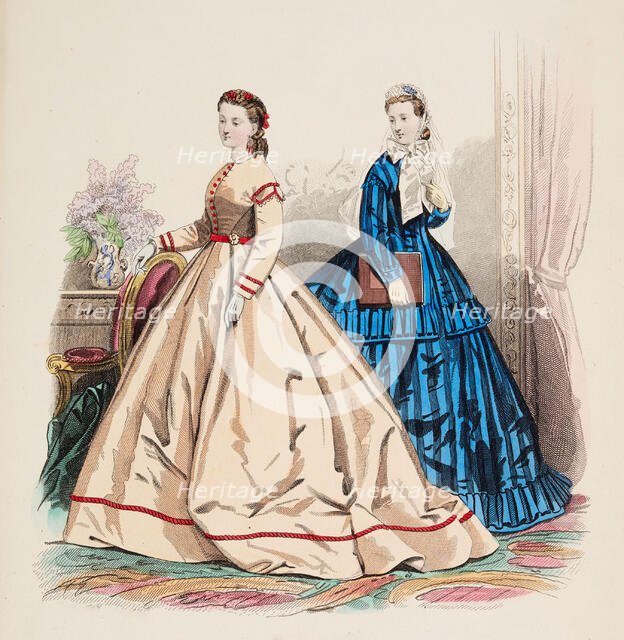 Fashion Plate - Petit Courrier des Dames 'Modes de Paris', 1865. Creator: Gilquin fils.