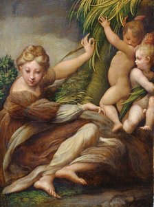 Female Martyr with Angels (Saint Catherine of Alexandria?), c1523-1524. Creator: Parmigianino.