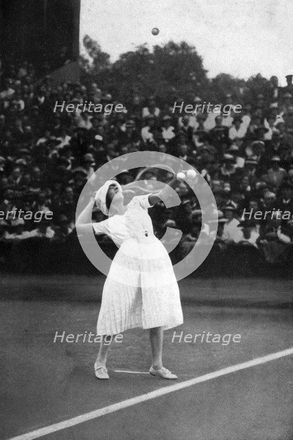 Suzanne Lenglen winning her first championship at Wimbledon, 1919, (1930). Artist: Unknown