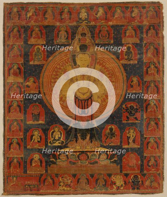 Thousand-Armed Chenresi, a Cosmic Form of the Bodhisattva Avalokiteshvara, 14th century. Creator: Unknown.