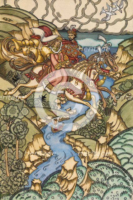 Illustration for the Fairy tale Marya Morevna, 1913-1915. Artist: Bilibin, Ivan Yakovlevich (1876-1942)