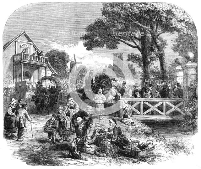 The Great Fire at Enschede, Holland: distribution of blankets to the houseless..., 1862. Creator: Mason Jackson.